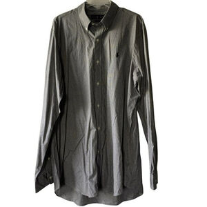 ralph lauren shirt men xl long sleeves blue white check Gingham 17.5